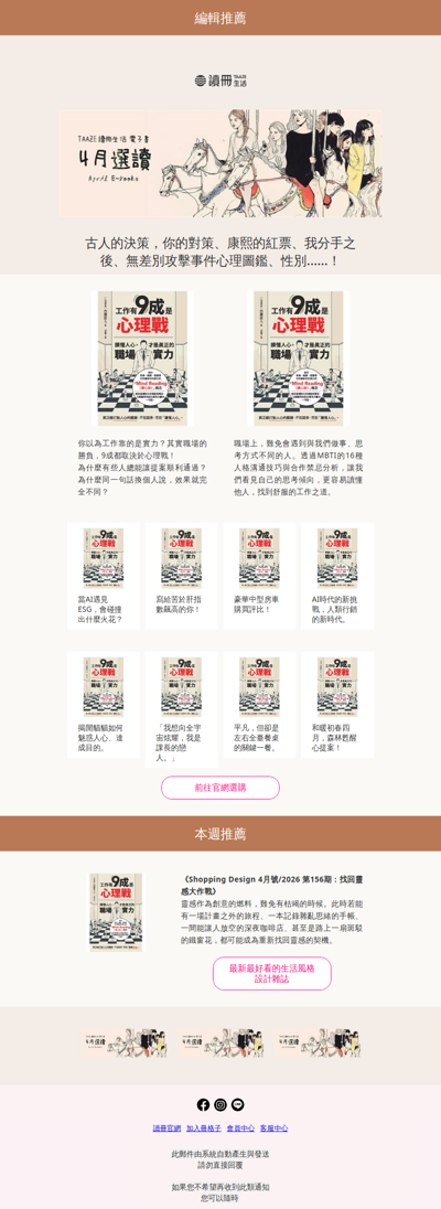 【電子書週報】歷史人物教你看人、看局，貓貓教你魅惑人心、達成目的『四月選讀63折起推薦』★看最好看的生活雜誌找「靈感」！