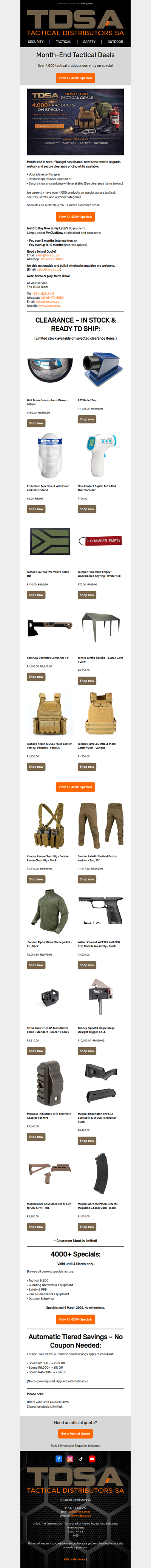 4,000+ Tactical Specials – Ends 4 March