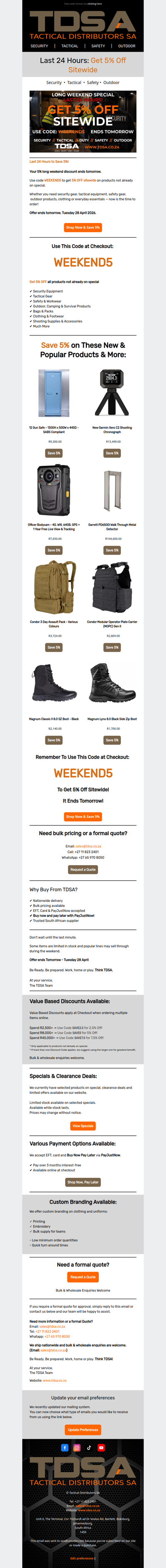 Last 24 Hours: 5% Off Sitewide