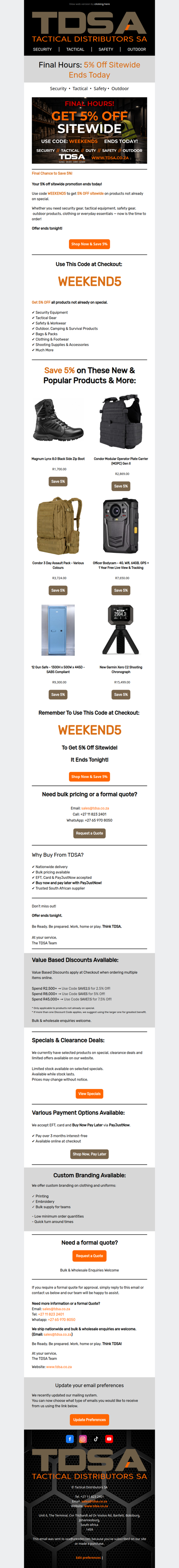 Final Hours: 5% Off Ends Today