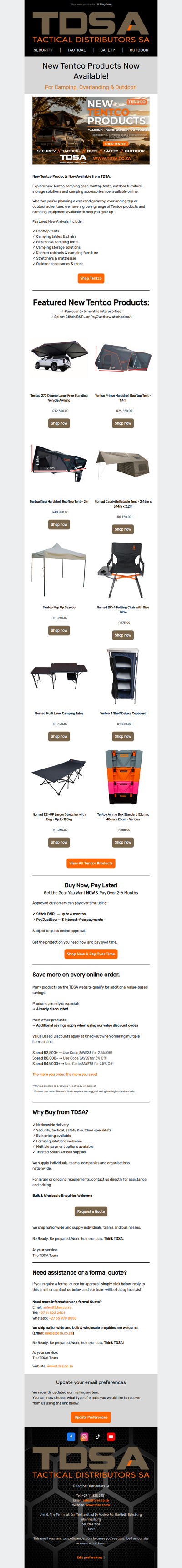 Product Showcase: New Tentco Camping & Outdoor Products