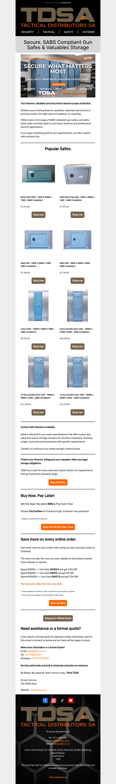 Secure, SABS Compliant Gun Safes & Valuables Storage