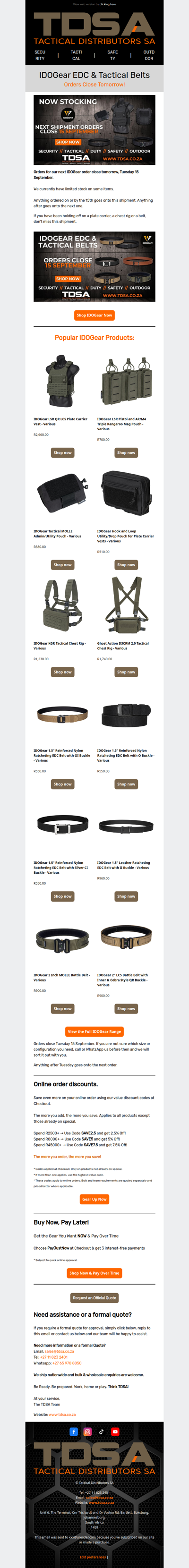 IDOGear orders close tomorrow