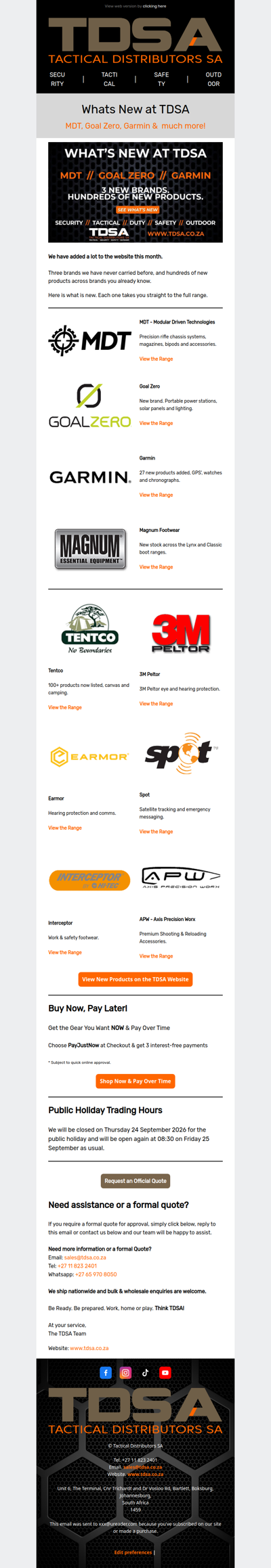 What's New at TDSA: Goal Zero, MDT, Garmin...