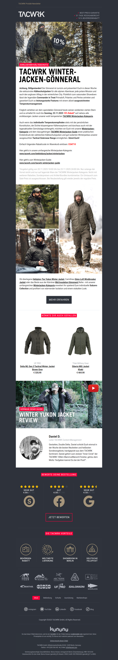 Exklusiver Kälteschutz ❄️ TACWRK Winterjacken-Gönneral!