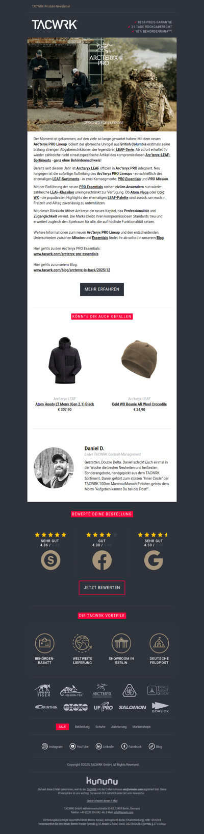 Deadbird is back! 🔥Arc'teryx LEAF für zivile Anwender.