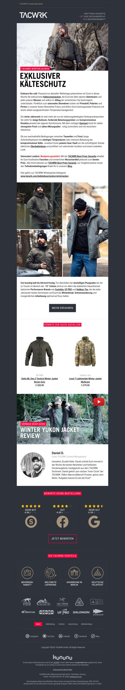 Exklusiver Kälteschutz ❄ Taktische Winterjacken im TACWRK!