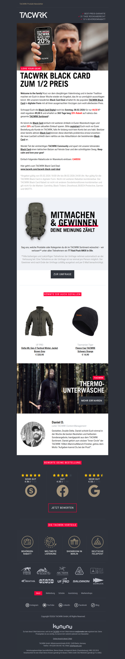 50% Rabatt 🖤 Der TACWRK Black Card Deal!