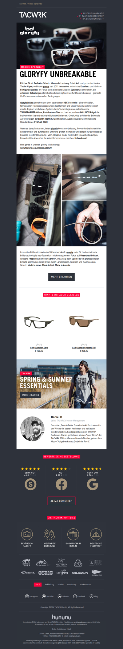 gloryfy Guardian 🕶️ Unbreakable Eyewear jetzt im TACWRK