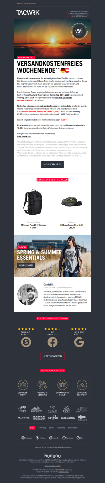 15 € Rabatt + gratis Versand 📦 im TACWRK Onlineshop!