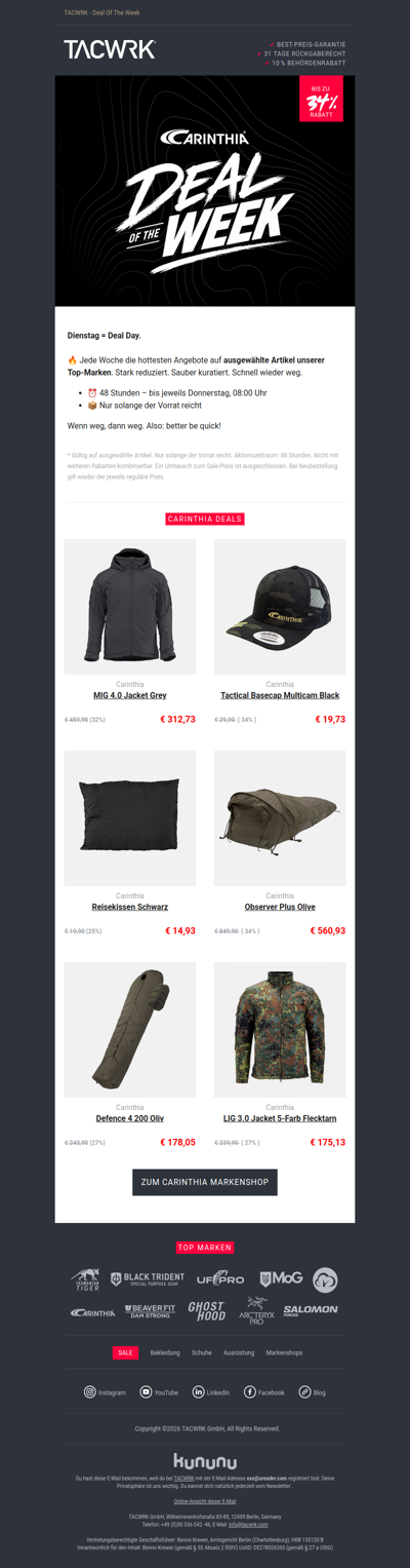 🔥 Deal of the Week: Carinthia bis -34% – nur 48h