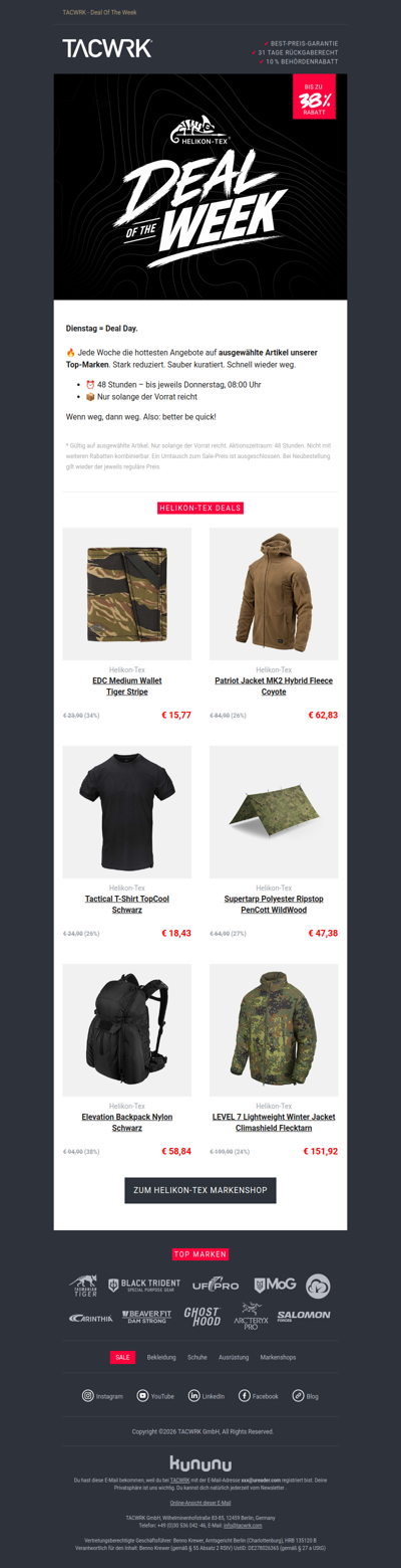 🔥 Deal of the Week: Helikon-Tex bis -38% - nur 48h
