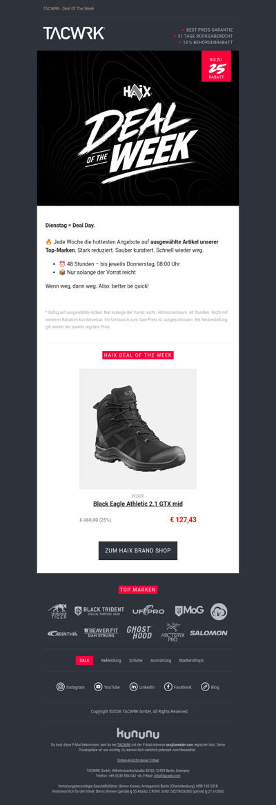 Jetzt 25% auf den HAIX Black Eagle Athletic GTX mid sichern