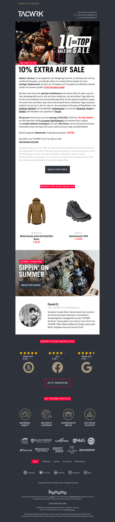 10 On Top 💥 Sale On Sale bei TACWRK