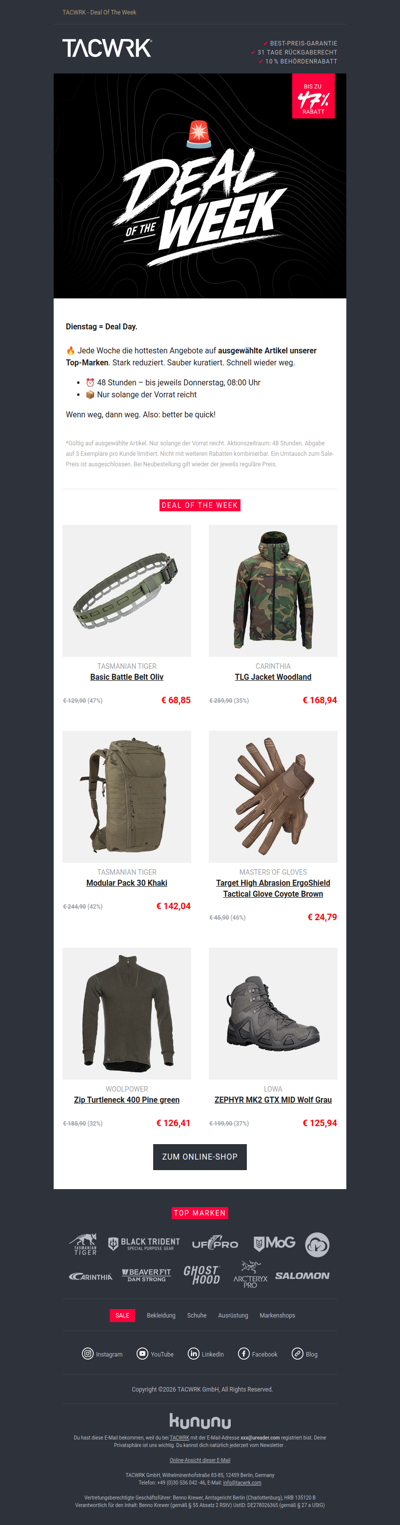 🔥 Deal of the Week. Bis zu 47 % Rabatt. Nur 48 Stunden.