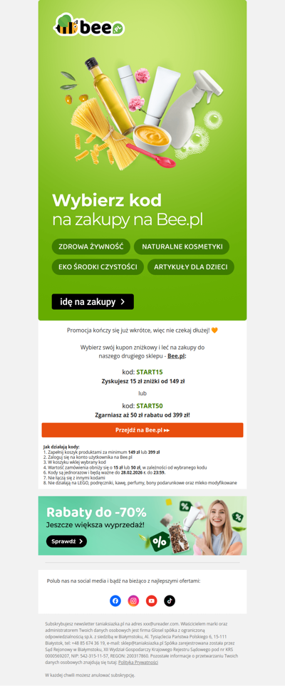 ⏰ Nawet 50 zł na zakupy za chwilę Ci przepadnie!