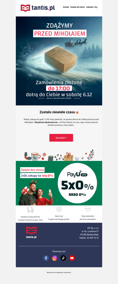 Hej, mamy ważną informację o dostawie 6 grudnia.