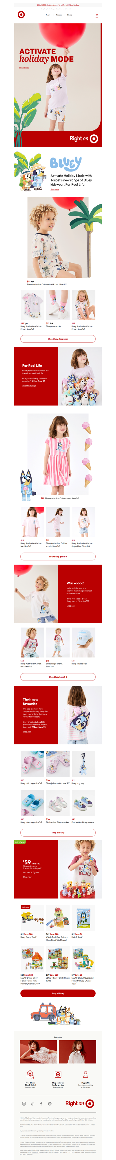 Activate Holiday mode with Target’s new range of Bluey kidswear