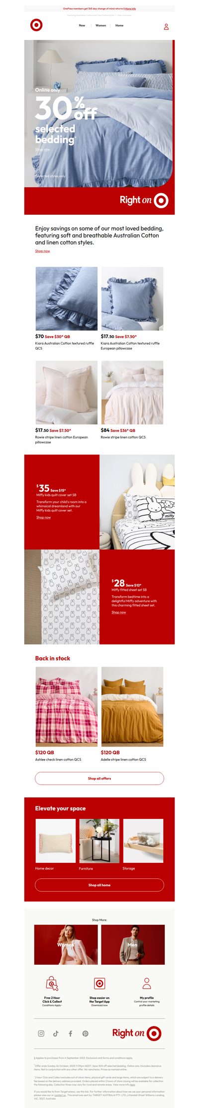 30% off selected bedding - online only