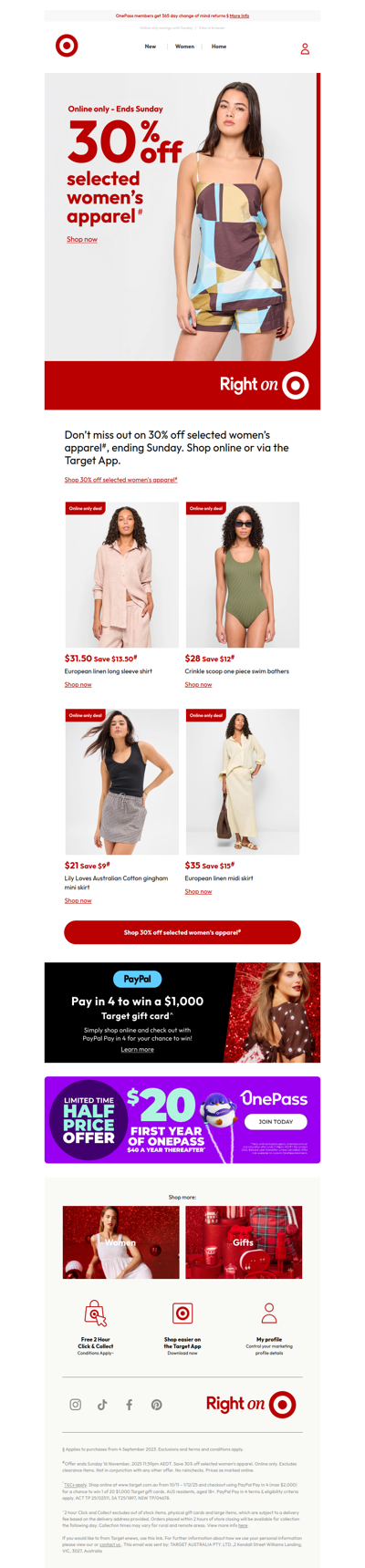 Final Days - 30% off selected women’s apparel