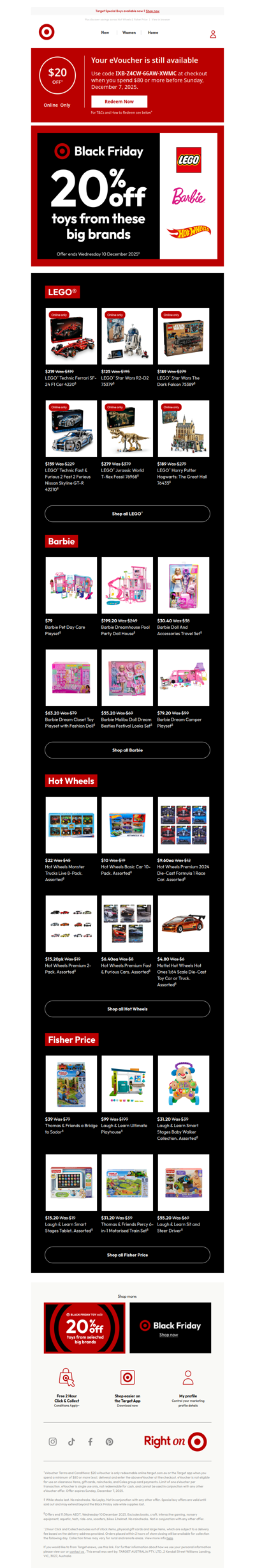 Want 20% off toys from Lego, Barbie and more?!