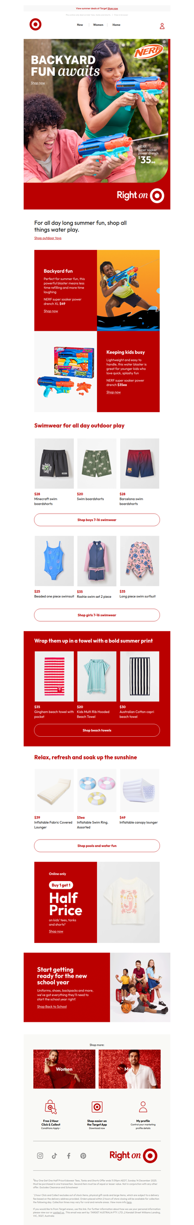 Beat the heat - water toys, towels and swimwear