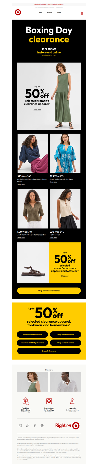 Up to 50% off selected women's clearance apparel & footwear
