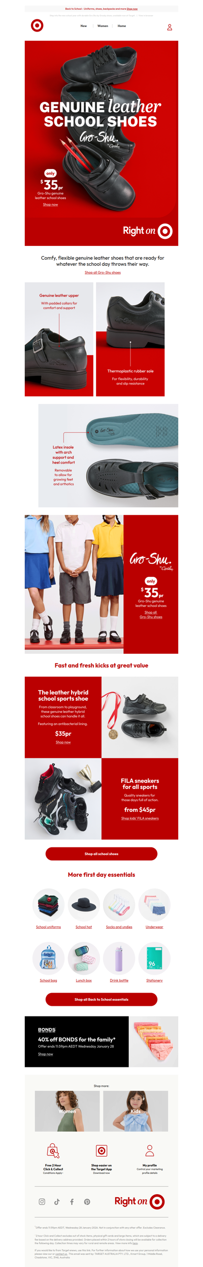 Gro Shu Genuine Leather School Shoes, $35 at Target!