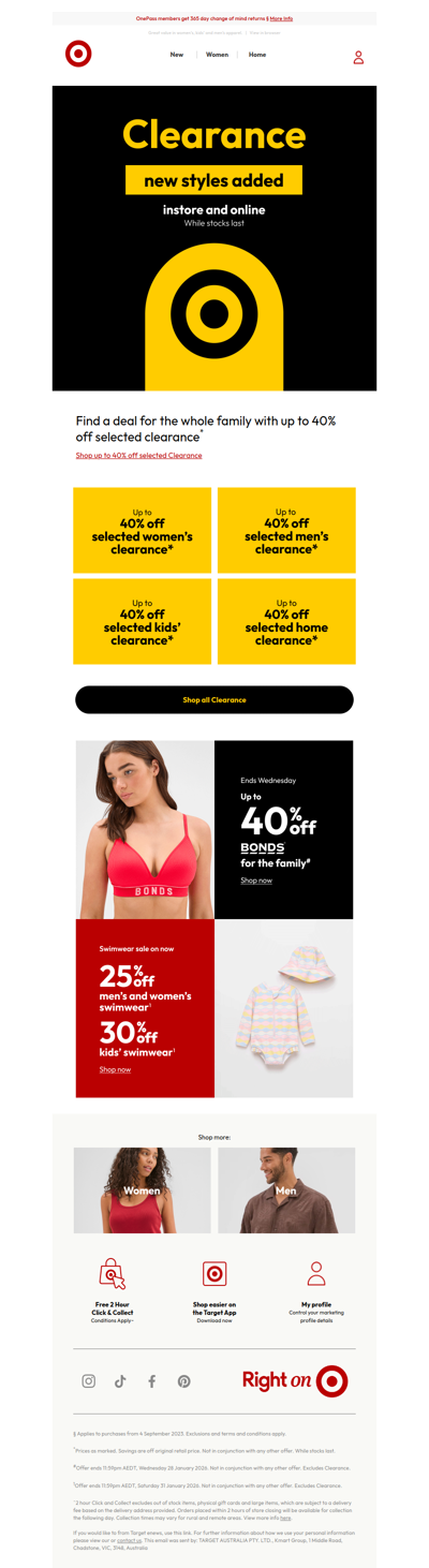 Clearance - up to 40% off instore and online