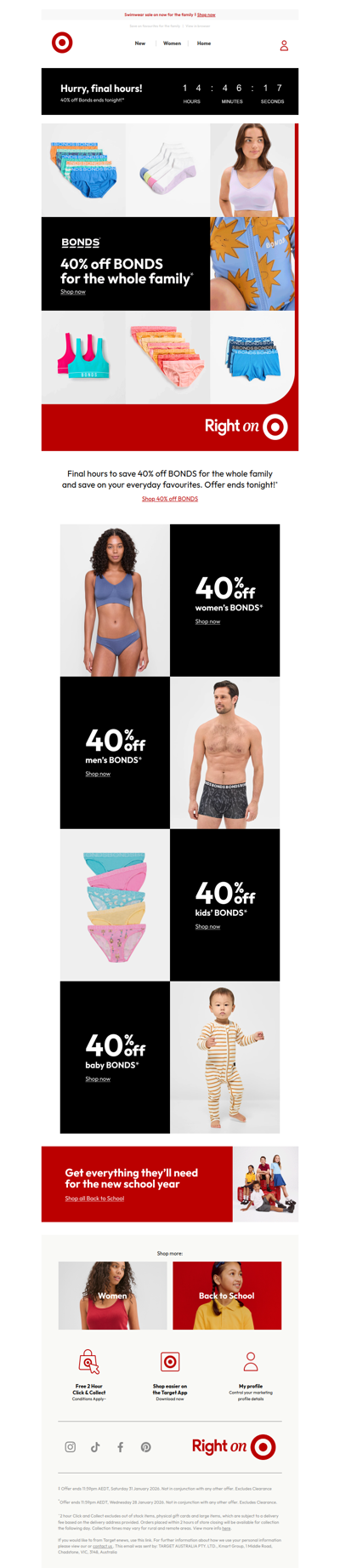 Final hours - 40% off Bonds ends tonight