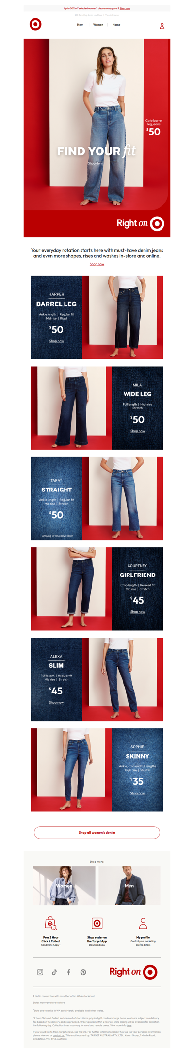 Find your fit | Denim $50 and under