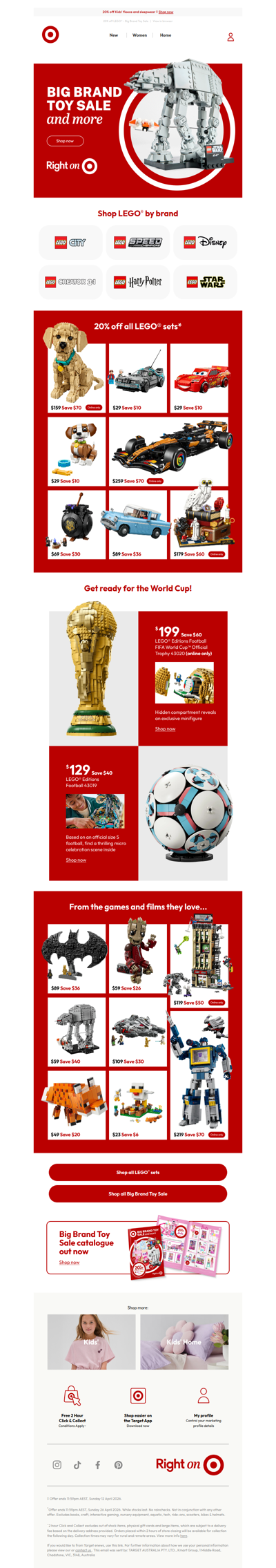 Big savings on LEGO® for the school holidays.