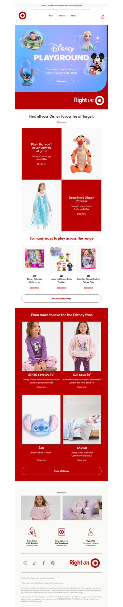 Disney Large 20 inch plush $39