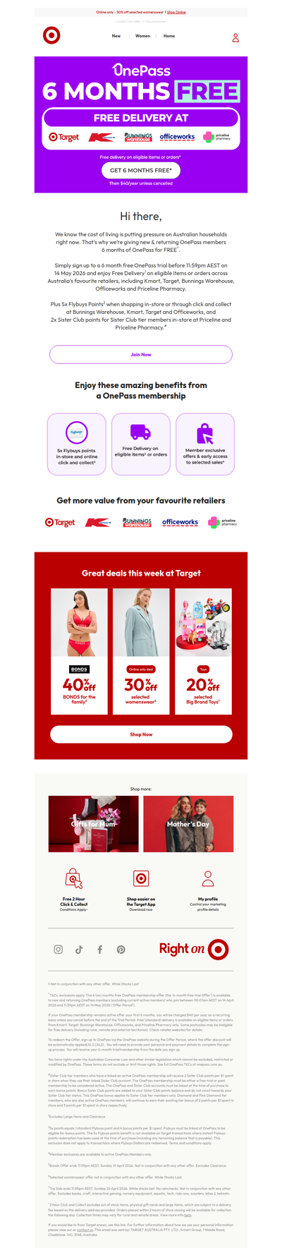 Enjoy 6 months of OnePass, free at Target