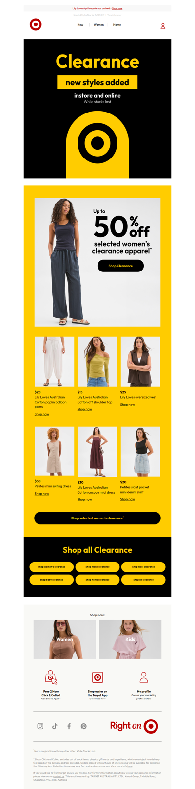 Women’s Apparel Clearance Now On