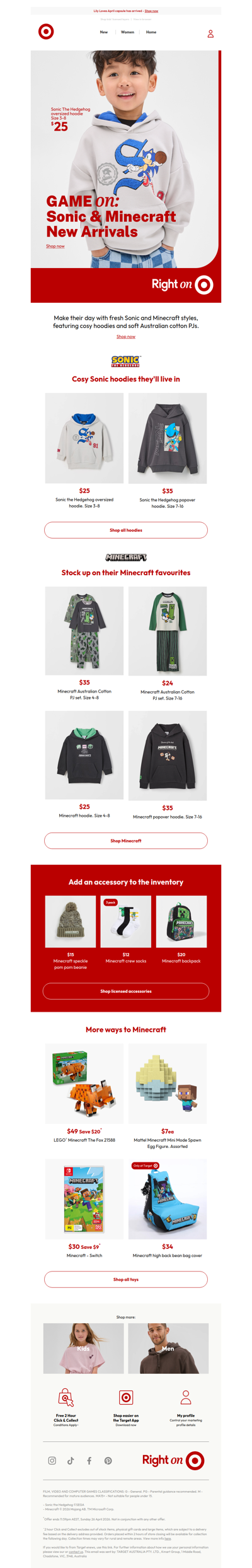 New Arrivals | Sonic and Minecraft Hoodies from $25