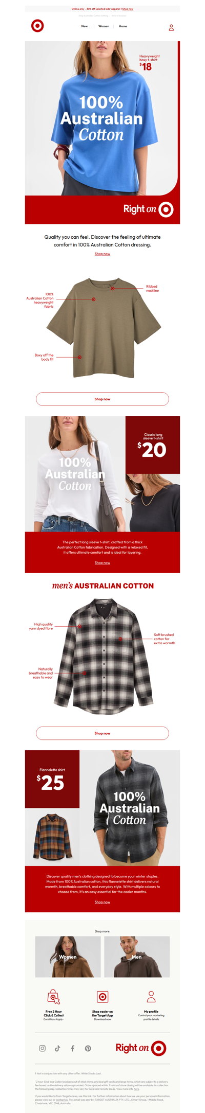 100% Australian Cotton heavyweight t-shirt $18