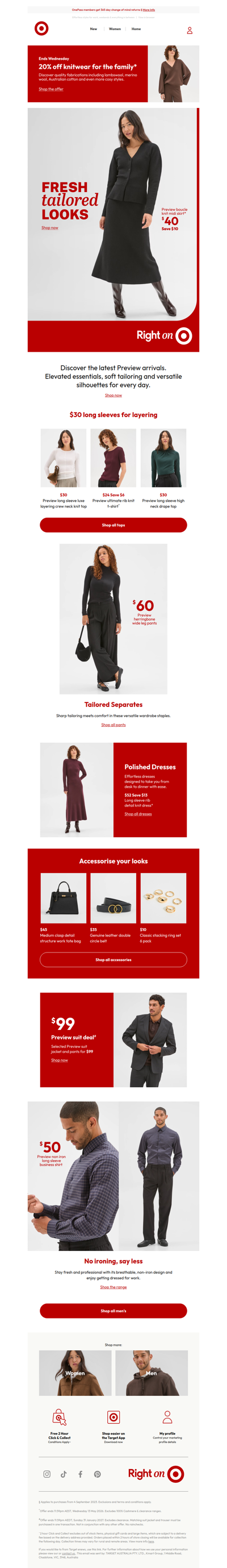 Preview | Tailored pieces from $30