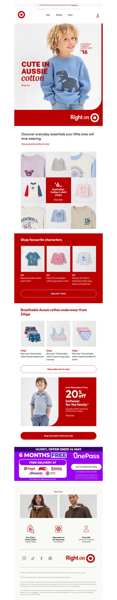 Aussie cotton tees from $6