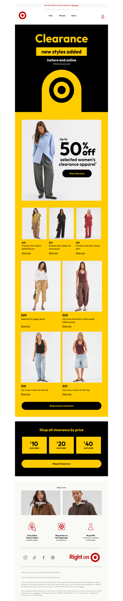 Clearance styles | Up to 50% off women’s apparel