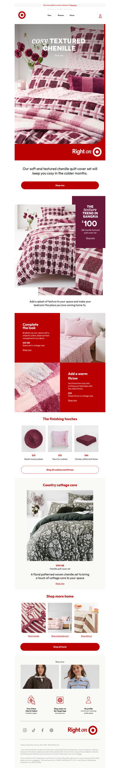 Luxury quilt cover sets and $60 Aussie Cotton sheet sets.