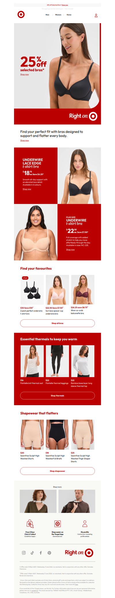 Save 25% off selected bras*