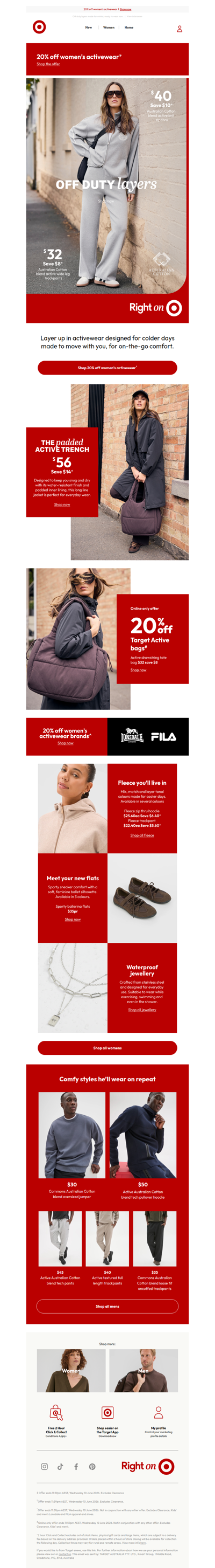 Save 20% off women’s activewear
