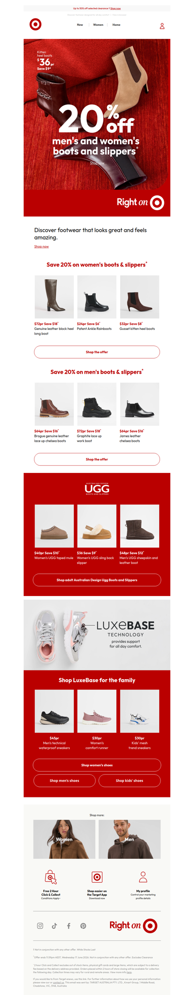 Shop 20% off boots and slippers
