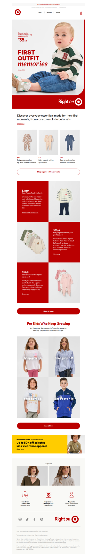 Baby’s first outfit from $10