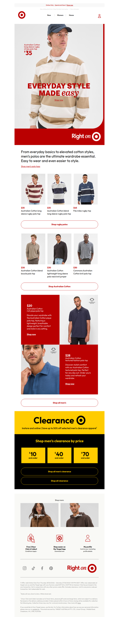 Stylish polo tops from $20