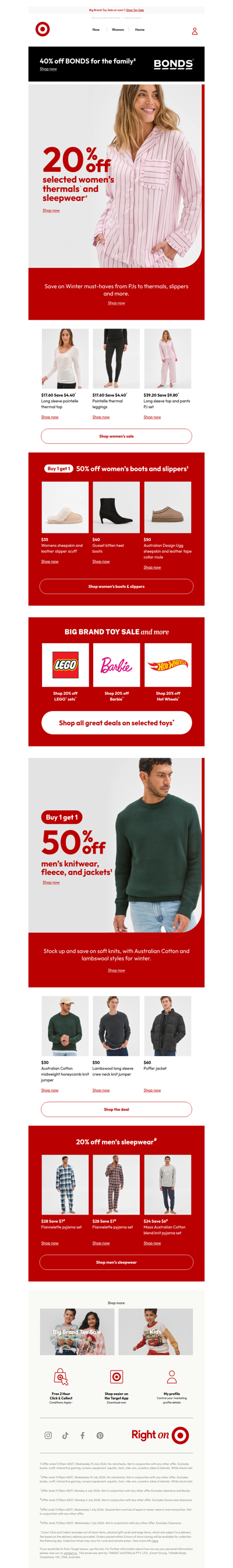 20% off selected women's thermals and sleepwear