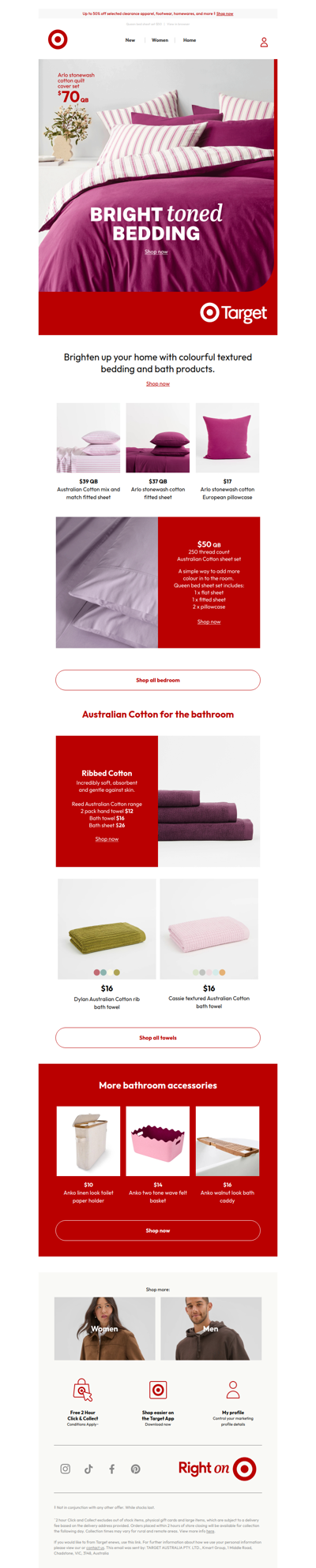 Bed and bath in purple and green