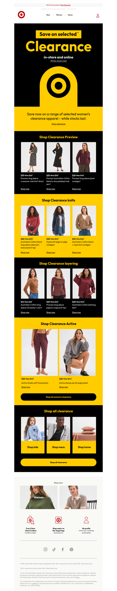 Save on selected women’s clearance apparel