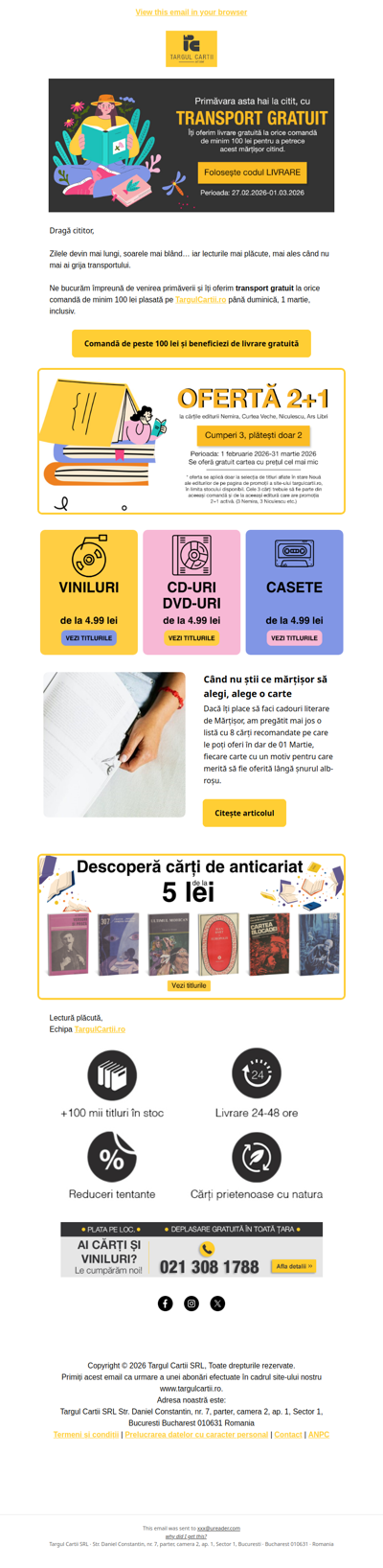 Începem primăvara cu LIVRARE gratuită 🚚